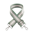 Adjustable green and silver striped nylon bag strap with polished metal lobster clasps - Light Green + Silver Buckle