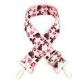 Detailed pink floral embroidery on bohemian wide strap with gold metal buckles - Silver Clasp / T4-White Rose Floral