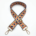 Adjustable wide shoulder strap with red and blue star patterns and golden metal clips - Pattern 20 Five-Point Star (Silver Buckle)