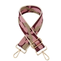 Pink and beige geometric woven wide replacement shoulder strap with gold hardware - Khaki Pink Wine Red