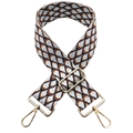 Close-up of jacquard woven geometric pattern strap with golden metal swivel lobster clasps - Blue Silver Thread