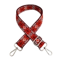 Ethnic style colorful embroidered wide replacement shoulder strap with silver lobster clasps - Orange Wine Red Silver Buckle