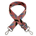 Close-up of bohemian embroidered strap with colorful geometric pattern and silver buckles - Black Lake Blue Gunmetal Buckle