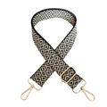 Adjustable wide shoulder strap with black and white diamond pattern and gold metal hooks - Black + Gold Buckle