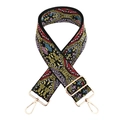 Adjustable retro jacquard ethnic wide shoulder strap with golden metal swivel hooks - F1-Gold Buckle