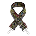 Retro 5cm wide jacquard crossbody replacement strap with ethnic bird patterns and metal hooks - F2-Silver Buckle