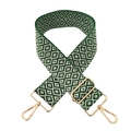 Adjustable wide embroidered bag strap with green and white geometric diamond pattern - L13 Dark Green White