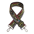 5cm vintage jacquard wide shoulder strap with ethnic embroidery and metal hooks - F3-Gunmetal Buckle