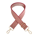 Adjustable crossbody shoulder strap with red diamond jacquard pattern and gold metal hooks - Silver Clasp / Red (D4)