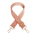 Adjustable wide guitar style bag strap with orange diamond jacquard and gold hardware - Silver Clasp / Orange (D5)