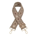 Close-up of ethnic jacquard purse strap with 5cm width and golden metal hardware - No.1 Khaki