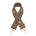 Detail of adjustable vintage jacquard bag strap with gold metal lobster clasps - No.3 Coffee
