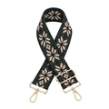 Detail of adjustable 5cm vintage jacquard shoulder strap with green geometric pattern - No.4 Black Green