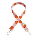 Adjustable polka dot shoulder strap with gold metal hooks for cross-body bags - Pink Orange Gold Buckle