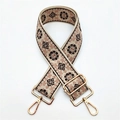 Ethnic embroidery bag strap in beige and rose with gold lobster clasps and slider - Beige Nude Pink Coffee
