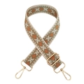Tracolla etnica con motivi geometrici a rombi e ganci in metallo dorato - Beige Verde Marrone