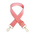 Adjustable wide replacement strap with red and white chevron pattern and gold metal hooks - Barbie Pink Gold Clasp