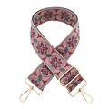 Tracolla larga ricamata con motivi geometrici colorati e ganci in metallo dorato lucido - Base Rosa Blu