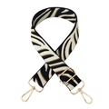 Adjustable zebra print canvas replacement strap with gold metal hooks for cross body bags - Silver Clasp / Zebra Gold Line