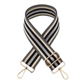 Verstellbarer breiter Taschenriemen mit elegantem schwarz-goldenen Streifenmuster - Goldschnalle