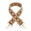 Ethnic jacquard wide shoulder strap with geometric embroidery and gold metal clips - Silver Clasp / F9-Beige Base Brown Coffee Flower