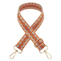 Adjustable wide shoulder strap with orange and blue wave patterns and gold hooks - B4 Orange + Gold Buckle
