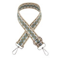 Detail of 3.8cm colorful wave pattern bag strap with adjustable silver metal buckles - B5 Matcha Green + Silver Buckle