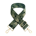 Adjustable wide guitar style strap with green geometric dot pattern and gold hardware - Y12 Cyan Green