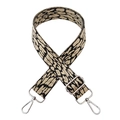 Detalle de correa ancha con estampado de leopardo y cierres de langosta metálicos plateados - Leopardo A Caqui Hilo de Oro + Hebilla Plateada