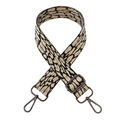 Detalle de correa de tela con estampado de leopardo con ganchos negros y hebilla ajustable - Leopardo A Caqui Hilo de Oro + Hebilla Gunmetal