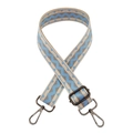 Close-up of wavy pattern woven strap with gun-black metal lobster buckles and adjuster - B6 Light Blue + Gunmetal Buckle