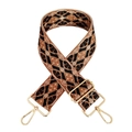 Detail eines geometrischen Jacquard-Taschenriemens mit Retro-Muster und Goldhaken - 1-Schwarz Braun Goldfaden