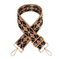 Close-up of geometric diamond pattern jacquard strap with gold metal lobster clasps - Silver Clasp / 2-Black Yellow Brown Silver Thread