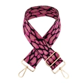 Detail of leopard print wide strap with pink jacquard and adjustable gold metal buckles - Silver Clasp / 2-B Black Rose Red Leopard