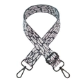 Close-up of leopard print replacement shoulder strap with metal swivel hooks for bags - Leopard A White Grey Silver Wire + Gunmetal Buckle