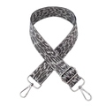 Close-up of leopard print shoulder strap with adjustable silver metal lobster claw hooks - Leopard B Grey Silver Wire + Silver Buckle