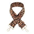 Détail de la bandoulière léopard ajustable avec crochets dorés et texture tissée - Caramel-B