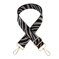 Adjustable wide 3.8cm leopard pattern shoulder strap with gold-tone metal buckles - Zebra Grey Silver + Gold Buckle