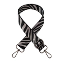 Detail of zebra pattern shoulder strap with black metal hooks and woven texture - Zebra Grey Silver + Gunmetal Buckle