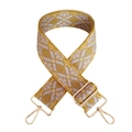 Detail of bohemian jacquard wide bag strap with gold metal hardware and floral pattern - Silver Clasp / 6-Yellow Purple