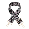 Détail d'une bandoulière léopard jacquard rose et vert avec fermoir mousqueton en métal doré - Noir Rose Clair-B
