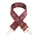 Detail of colorful jacquard geometric strap with premium gold metal swivel hooks - Silver Clasp / 7-Red Green