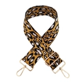 Gros plan sur la bandoulière léopard jacquard avec boucles réglables en métal doré - Jaune Blanc-A