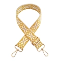 Adjustable jacquard bag strap with yellow geometric embroidery and gold hardware - White Yellow Floral / Silver Clasp