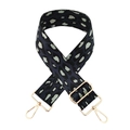 Détail de la bandoulière réglable en nylon léopard avec mousquetons dorés métalliques - Bleu Foncé Vert-A