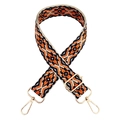 Detail of adjustable colorful ethnic embroidery bag strap with golden lobster clasps - Dark Blue Orange Floral / Silver Clasp