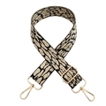 Adjustable leopard print replacement bag strap with premium gold metal swivel hooks - Beige + Silver Buckle
