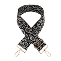 Close-up of leopard print wide replacement bag strap with polished gold hardware buckles - Grey Silver-A