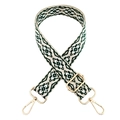 Detail of jacquard geometric pattern strap with adjustable golden metal lobster clasps - White Dark Green Floral