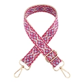 Adjustable 3.8cm jacquard replacement shoulder strap with pink blue geometric patterns - Rose Pink Light Blue Floral / Silver Clasp